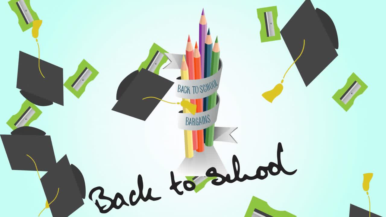 ⁇ 색 배경에 있는 학교 복귀 텍스트의 애니메이션