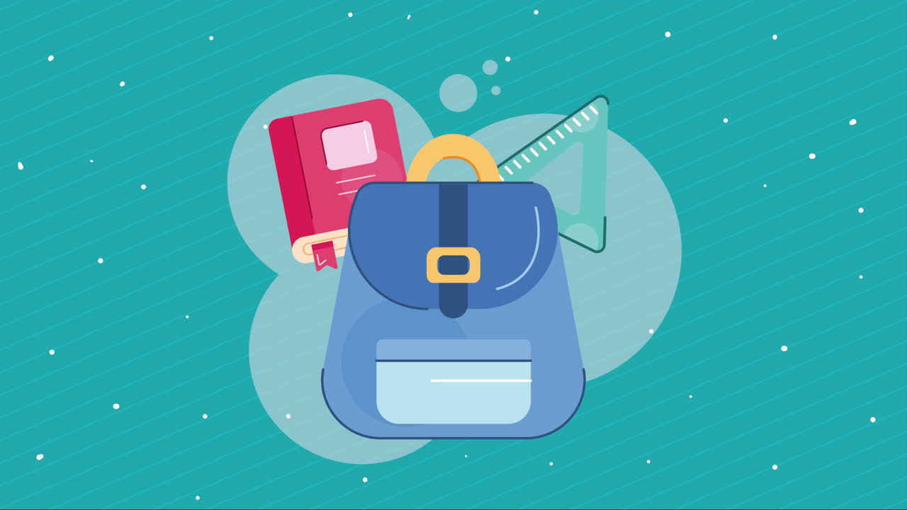 파란 학교 가방 장비 애니메이션