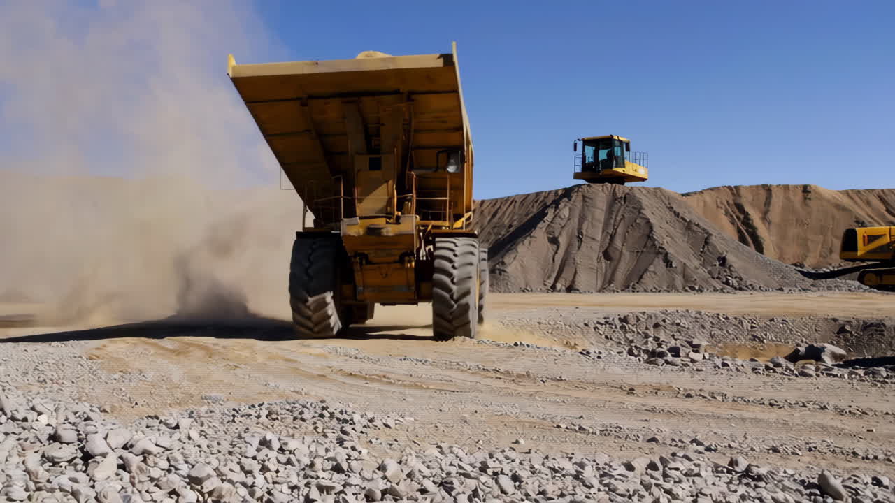 Dumper læsser af i stenbrud