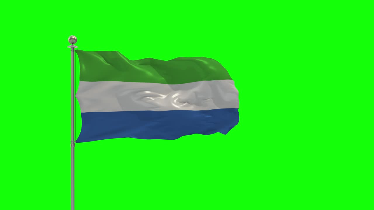sierra leona ilustración 3d de la bandera ondeando en un poste con croma