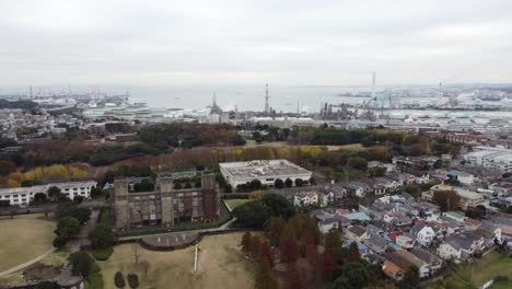 横浜のスカイラインの空中景色