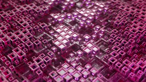 3d animation of colorful glass rows of cubes floating through the prog in 4k, creating an abstract graphic background technology texture. seamless loop 3d render