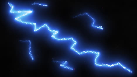 blue lightning bolts of electrical current moving wildly across a black background