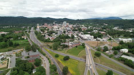 aerial asheville nc, asheville north carolina skyline shot in 5