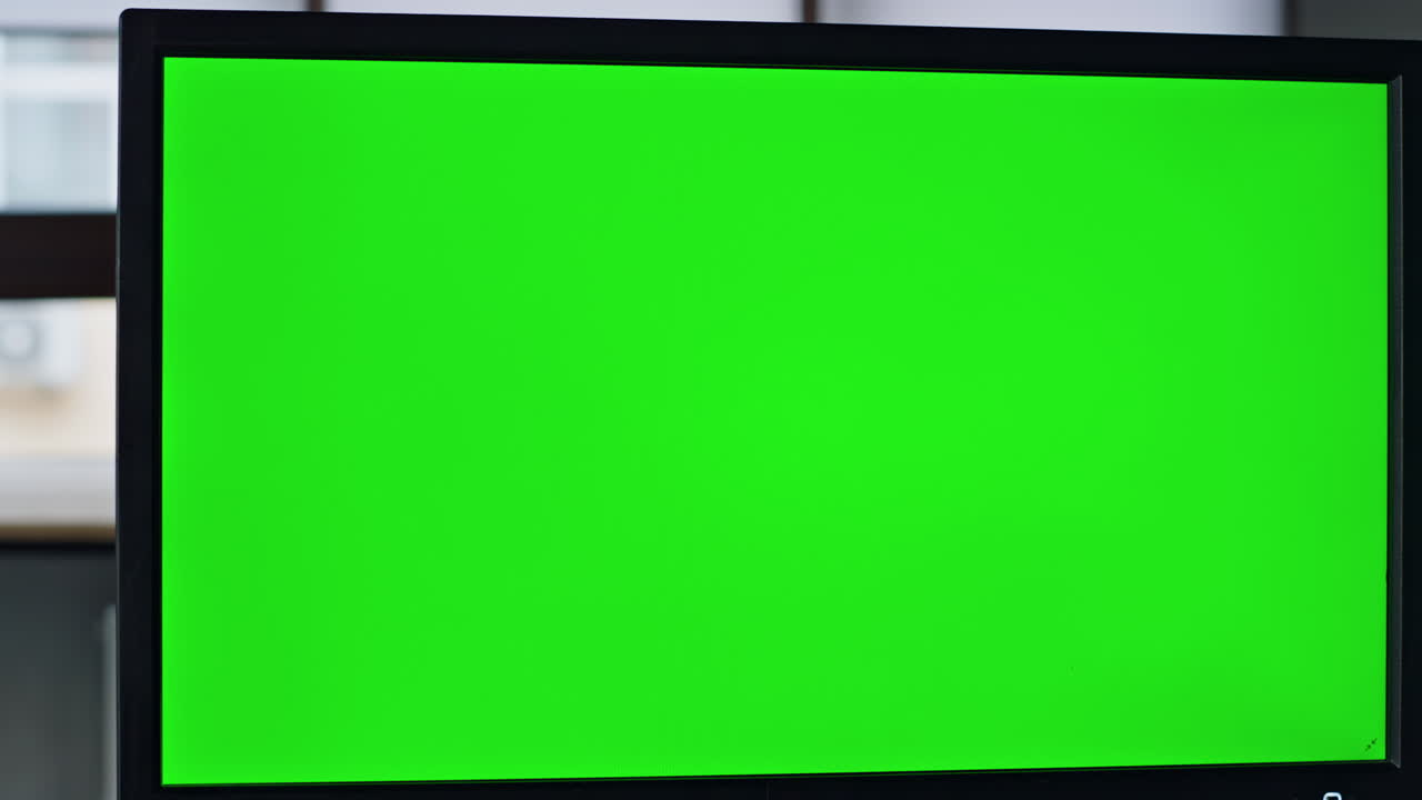 It specialist using chroma key computer screen closeup. Designer creating mockup