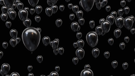 loop flying black balloons with alpha channel