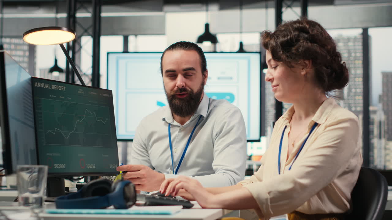 Vertical Video Business partners engaging in a discussion about financial forecasting