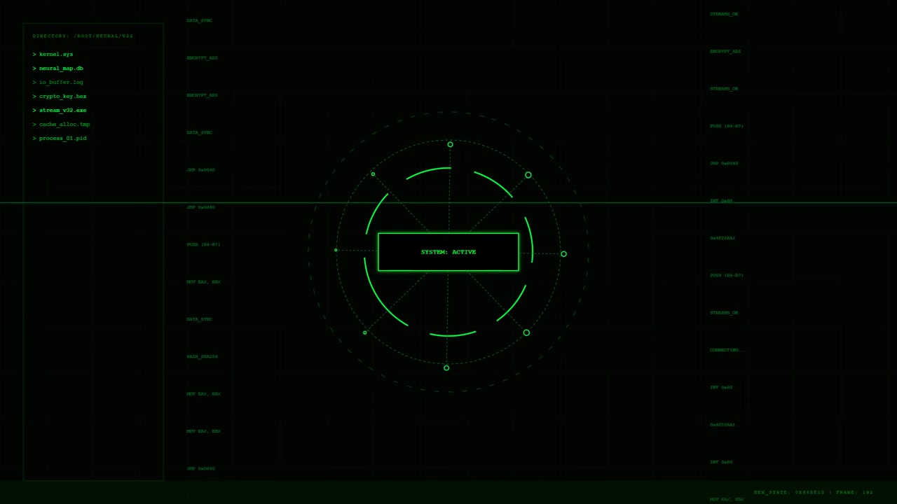 Futuristic Digital Interface Displaying System Status