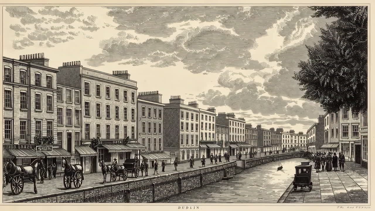 Historic Engravings of Dublin Cityscape and Architecture