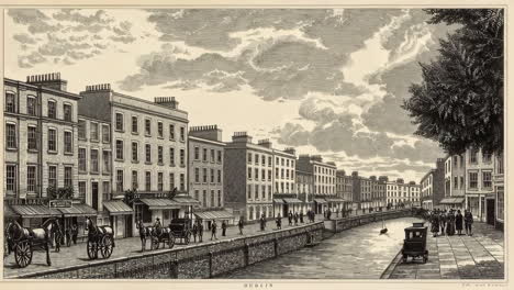 historic engravings of dublin cityscape and architecture