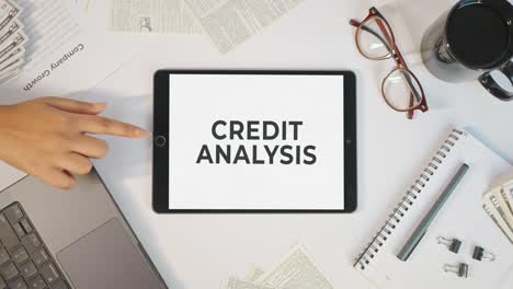 credit analysis displaying on a tablet screen