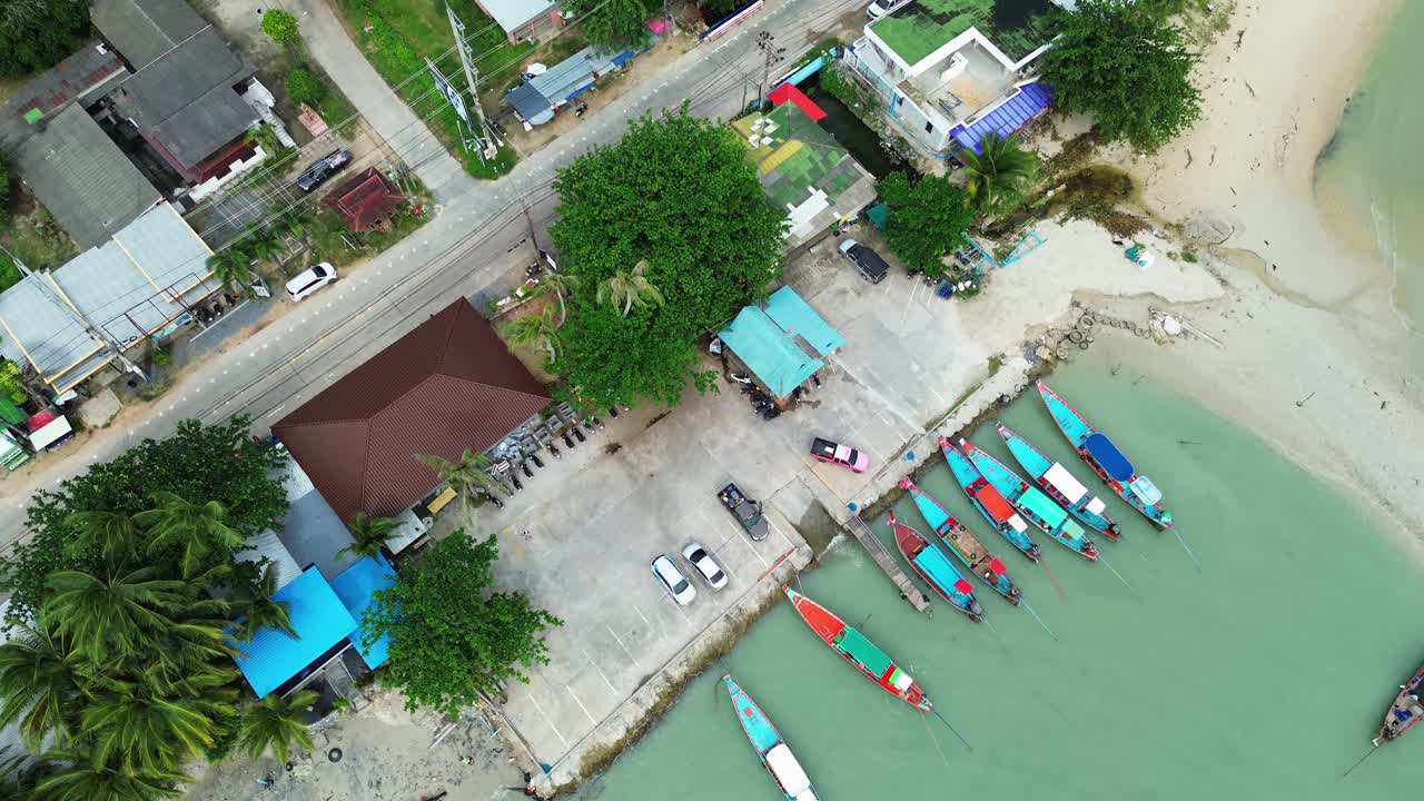 Koh Samui island Gulf of Thailand holiday destination, aerial drone beach hotel resort