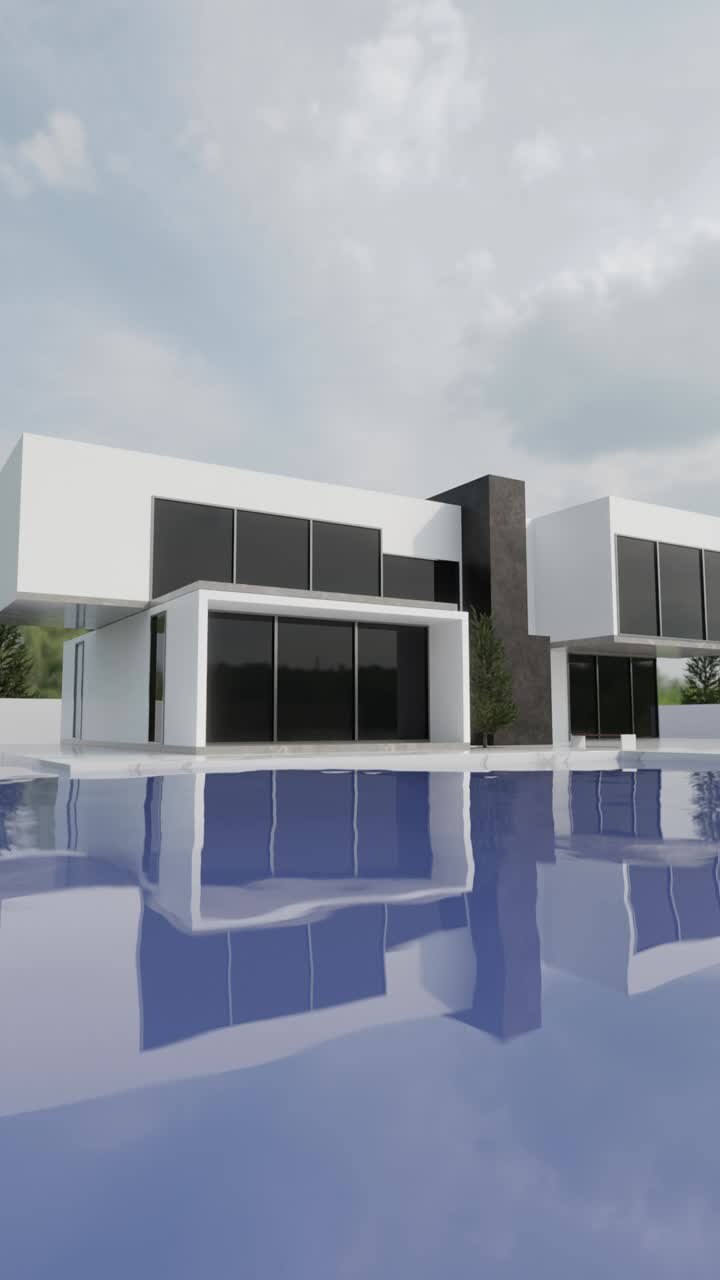 プール付きの近代的な家