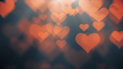 animation of glowing pink red hearts with light trail moving in hypnotic motion in loop background