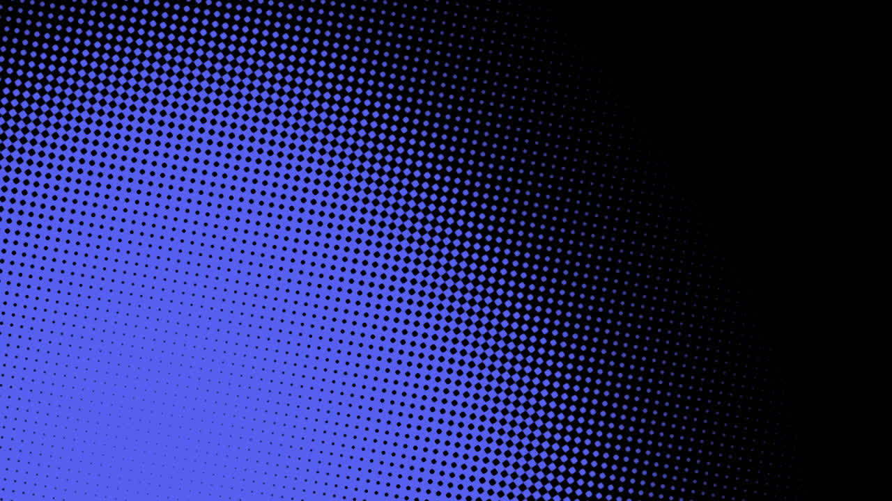 A blue and black halftone pattern with dotted appearance created by blue color. Black lines outline the image, resulting in a visually striking design