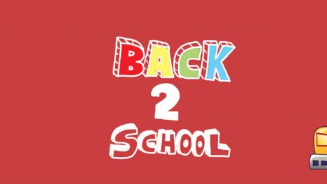 Animation-of-back-to-school-text-on-red-background