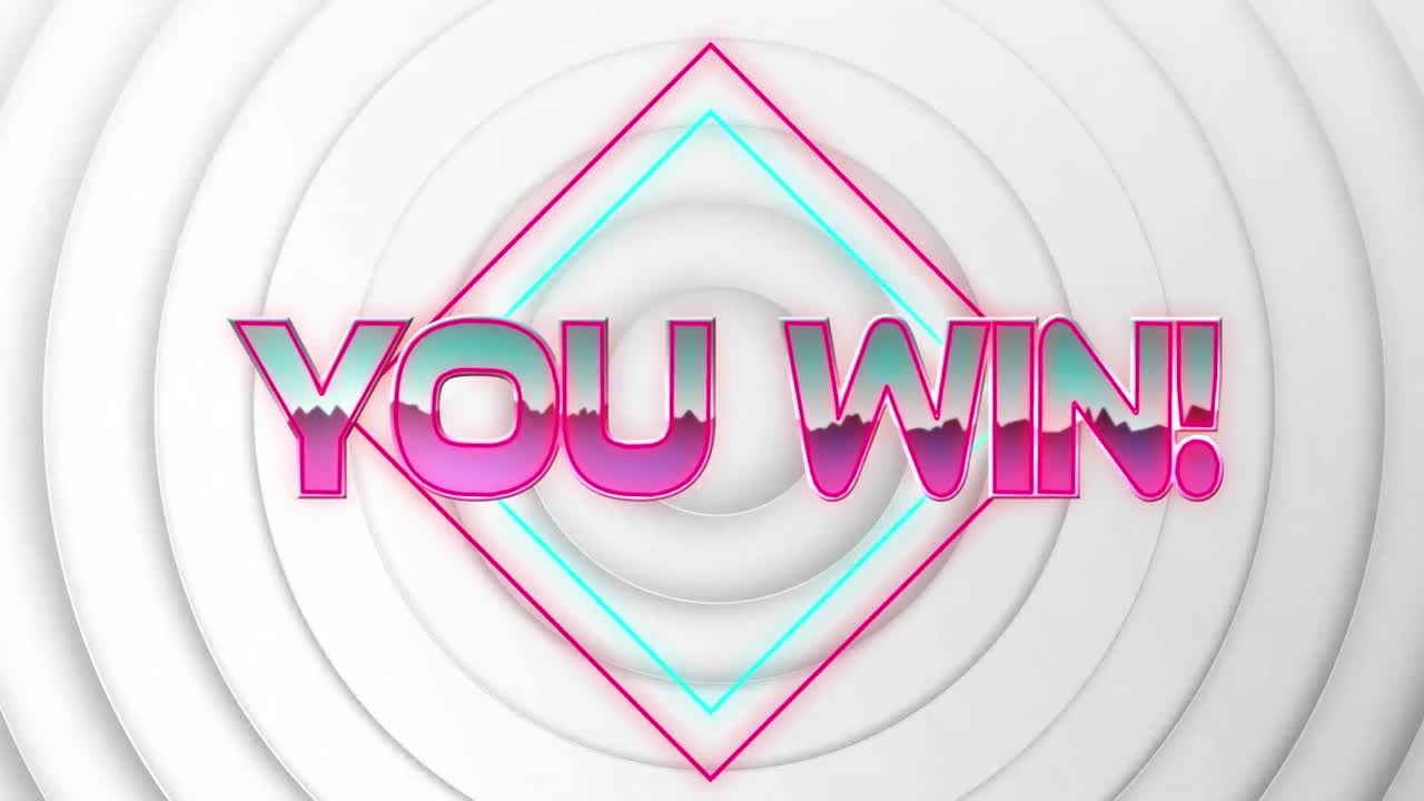 기하학적 움직이는 모양 위에 텍스트를 이기는 애니메이션