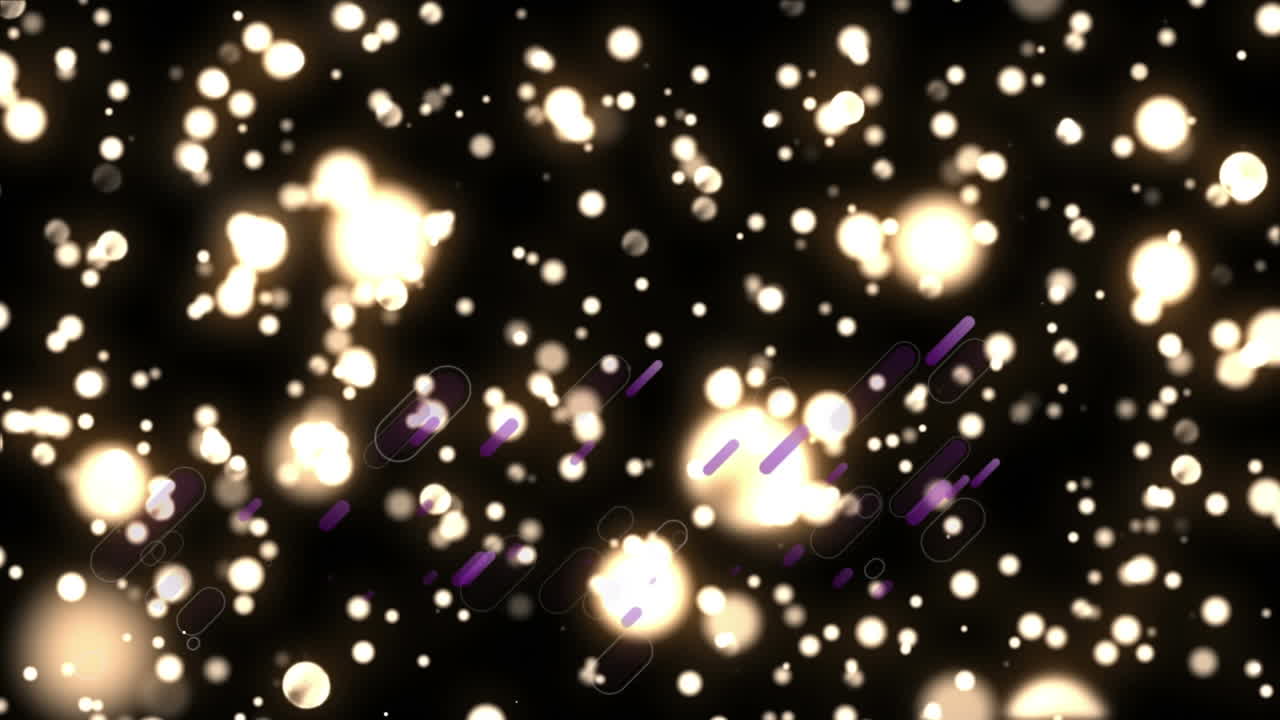 Animation of abstract pattern over floating illuminated dots over black background