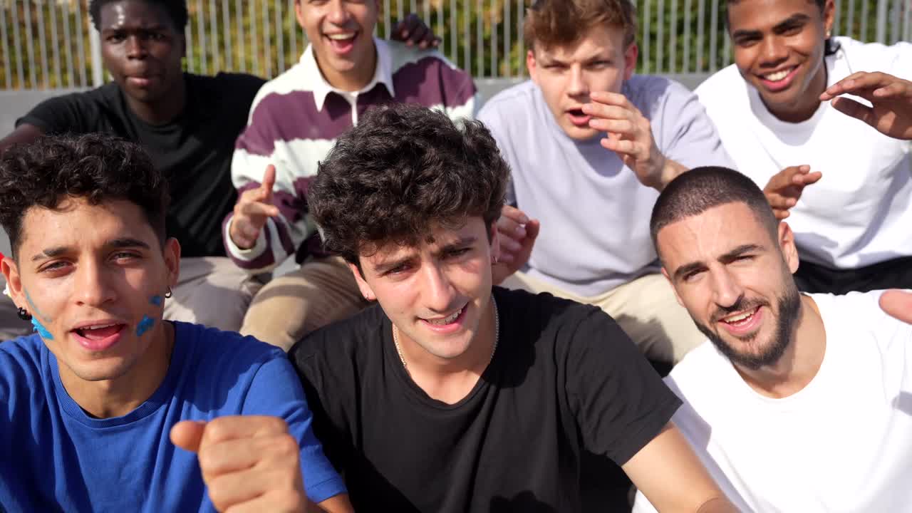 Group of Young Men Celebrating Together