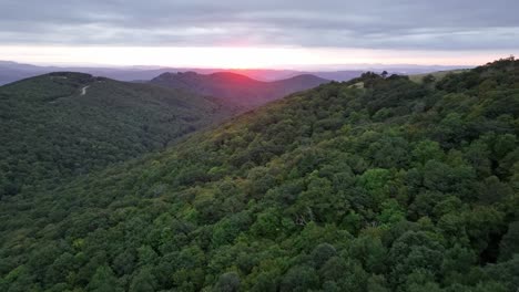 sun rising over appalachia wilderness near boone and blowing rock nc, north carolina
