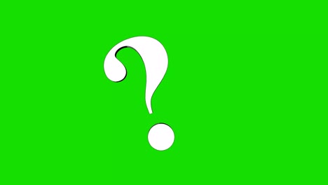 animación de signos de interrogación. en un fondo verde. chromakey.