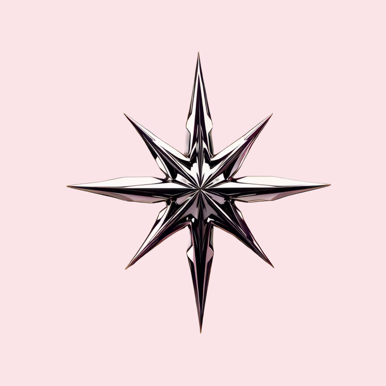 Metallic starburst design emblem animation isolated asset, transparent 4K video, alpha channel