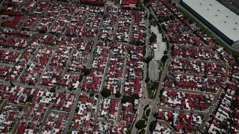 aerial drone shot of a residential neighborhood in cuautitlán izcalli, a municipality that is part of the metropolitan area of mexico city