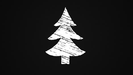 árbol de navidad pintado con tiza en una pizarra, animación dibujada a mano 4k