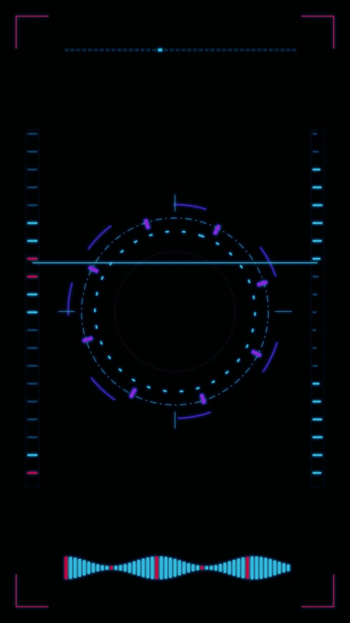 Futuristic Digital HUD Interface with Scanning Circular Element