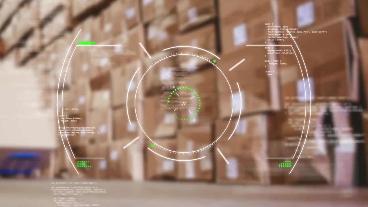 анимация обработки данных над складом