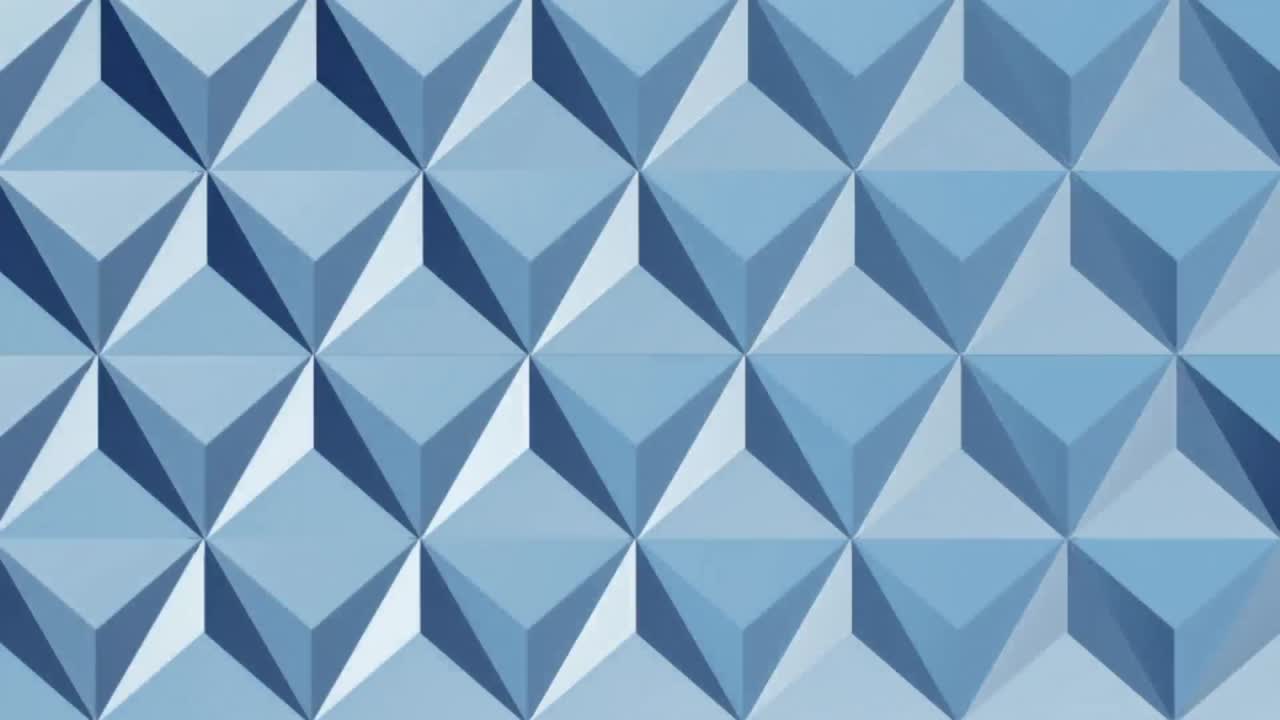 Animation of dots and rectangles over 3d rhombuses pattern in background