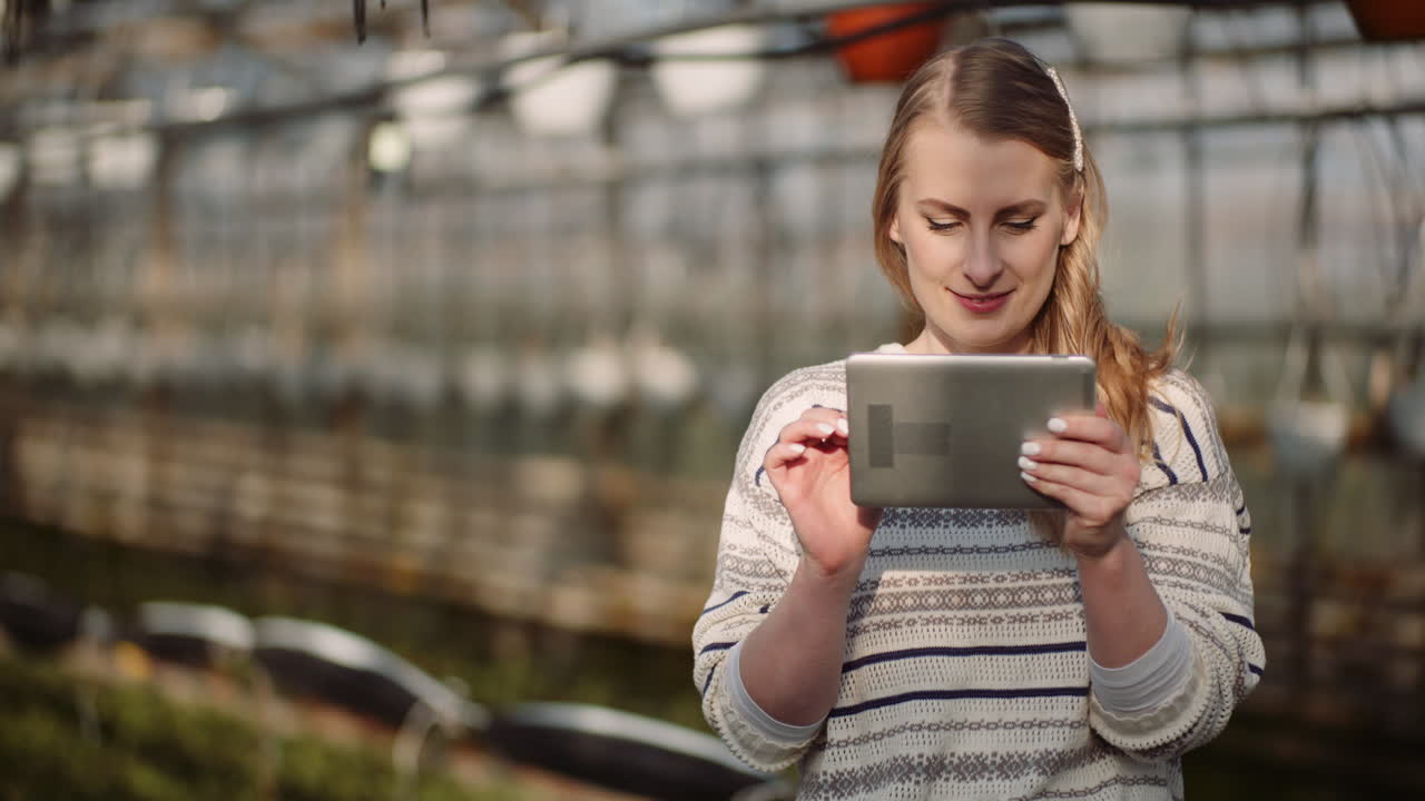 Female Gardener Using Digital Tablet In Greenhouse 4