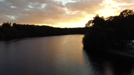 crowdless lake during orange golden sunset