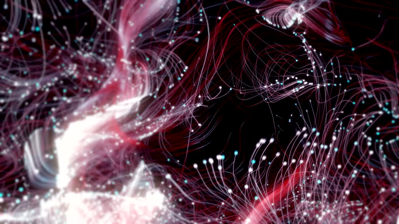 Celebratory particles with trails.