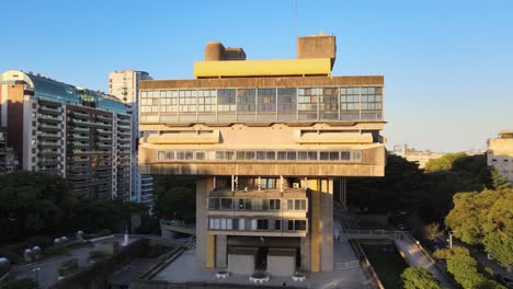 aerial pull out view of mariano moreno national library in buenos aires