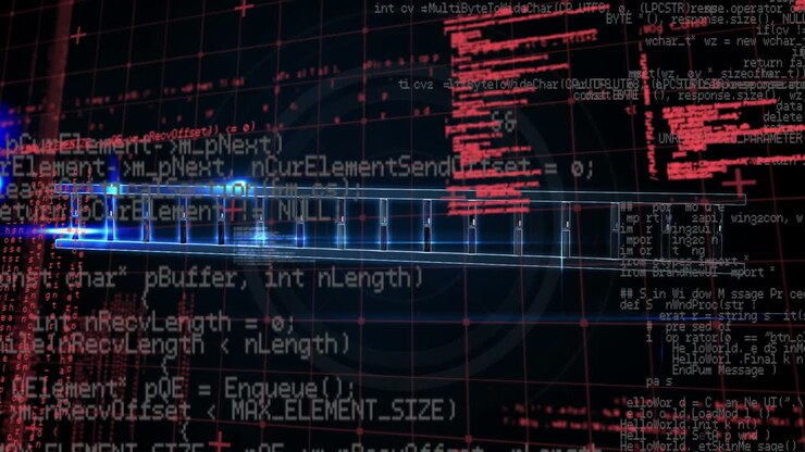 Animation der Datenverarbeitung über einem DNA-Strang