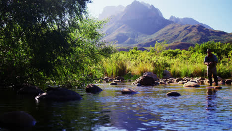 Man-fly-fishing-in-river