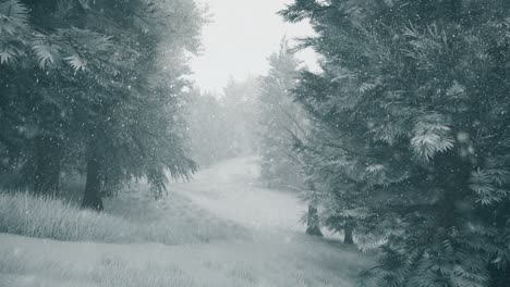 winter snowfall in the forest, gentle lovely snowy christmas morning with falling snow. winter landscape. christmas background. snow covered trees. fog. ultra realistic 3d seamless loop animation