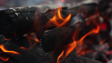 close up shot of burning fire. close up view of warm cozy burning fire in fireplace