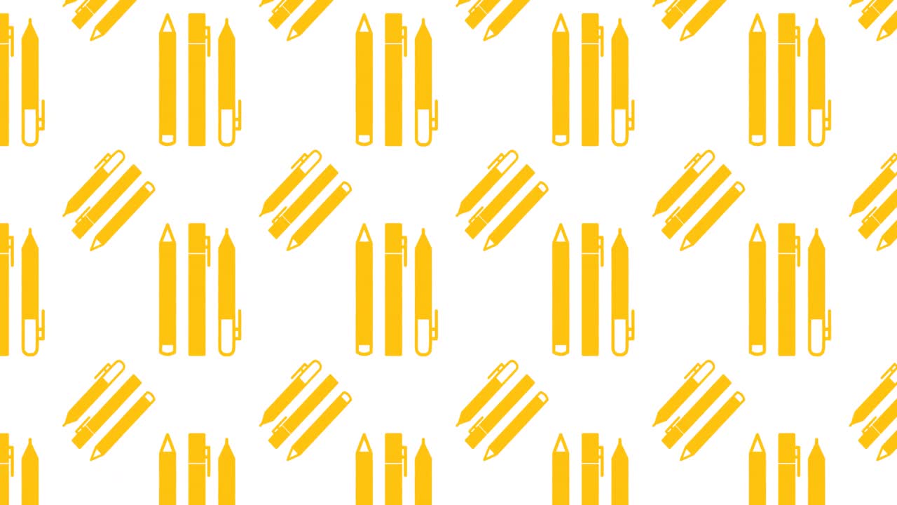 Animation of school items icons moving on white background