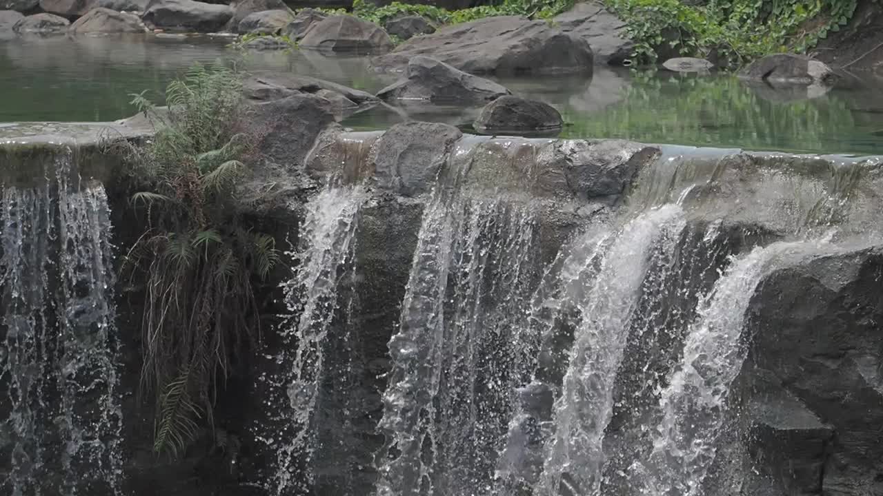 A waterfall cascading down rocks