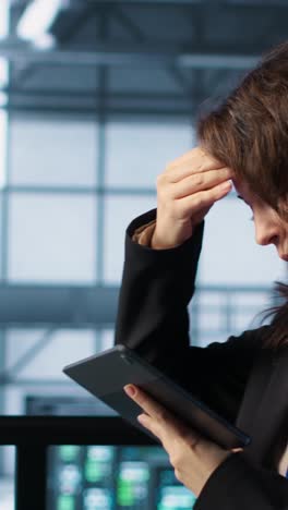 vertical video server room admin receiving threat detection alert on device