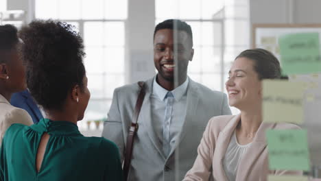 corporate business team meeting clients shaking hands in office welcoming partners to workplace enjoying successful collaboration