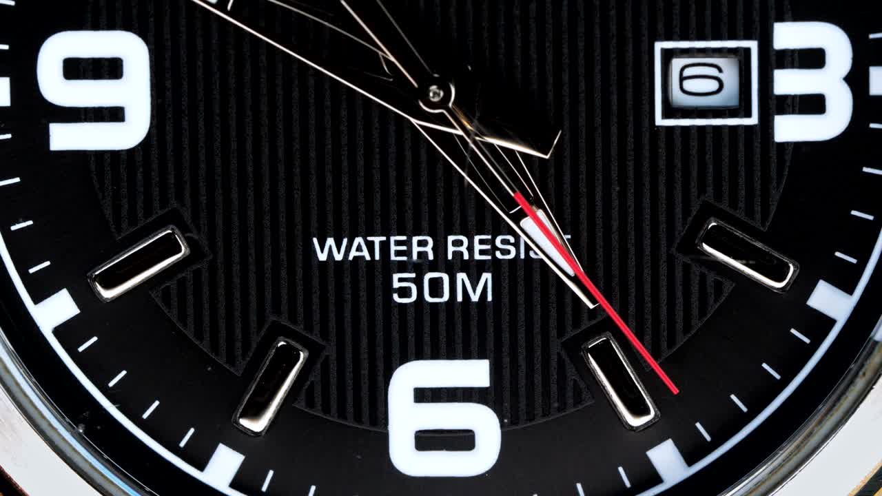 The movement of the hands of a wristwatch.
