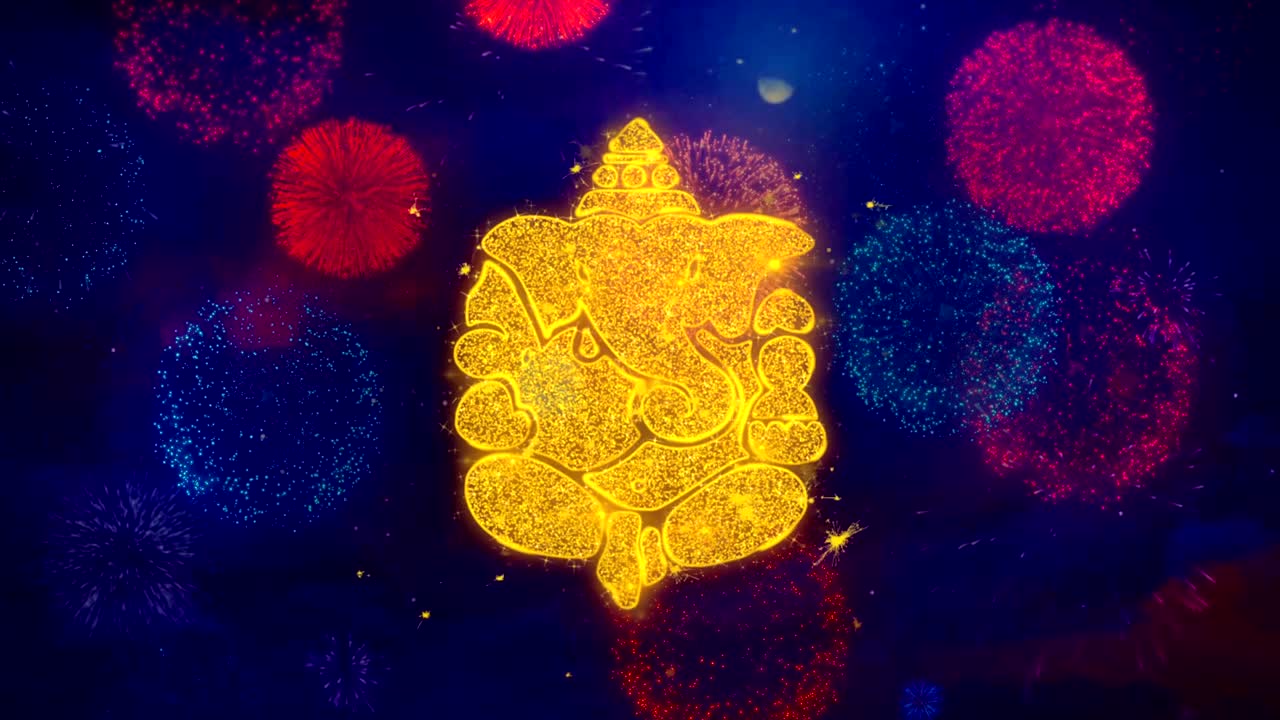 Diwali Element Firework Text Greeting Text Sparkle Particles on Colored Fireworks