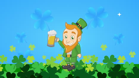 st patricks day animated card with elf drinking beer