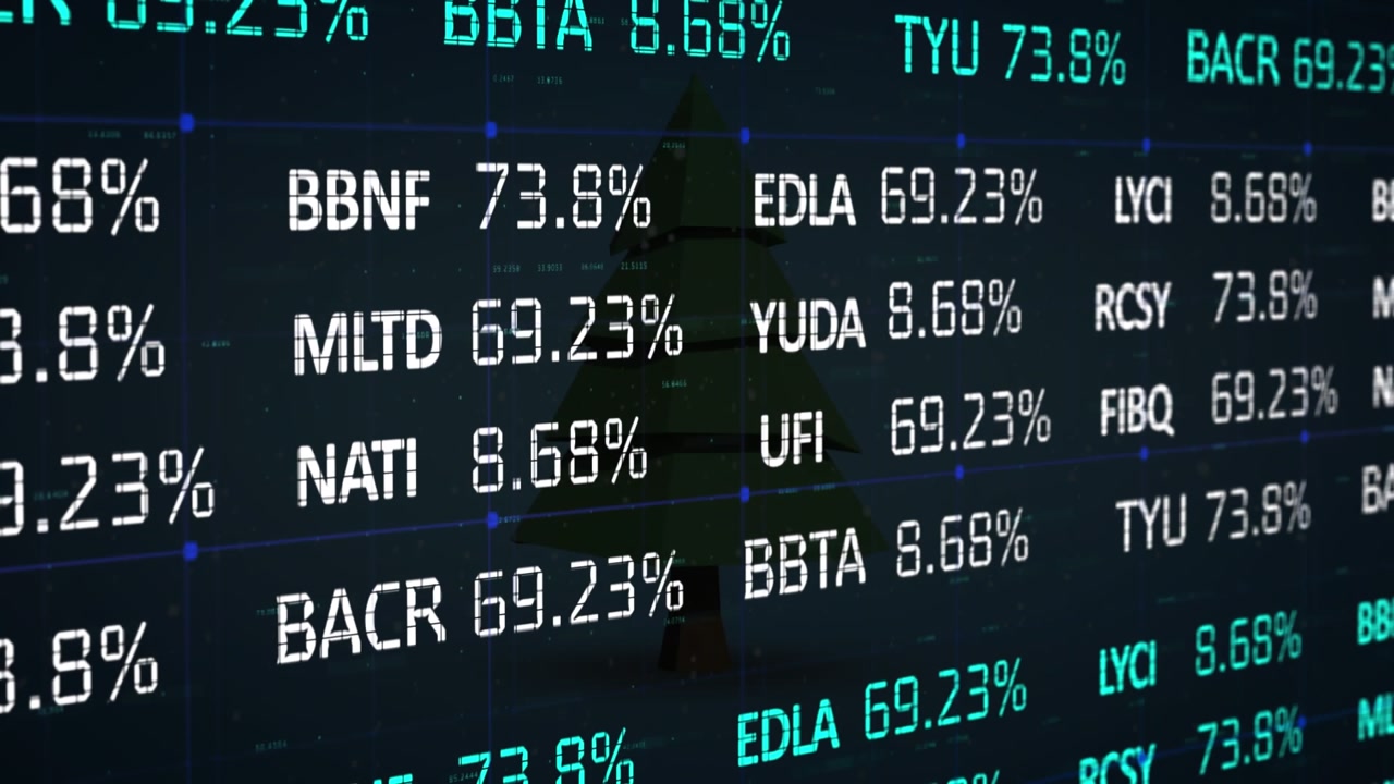 Video av finansiell databehandling over mørk bakgrunn