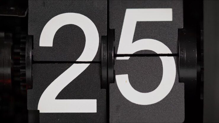 il calendario dell'orologio gira lentamente dal 24o al 25o giorno.
