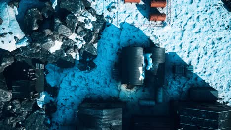arial view of antarctic base and scientific research station