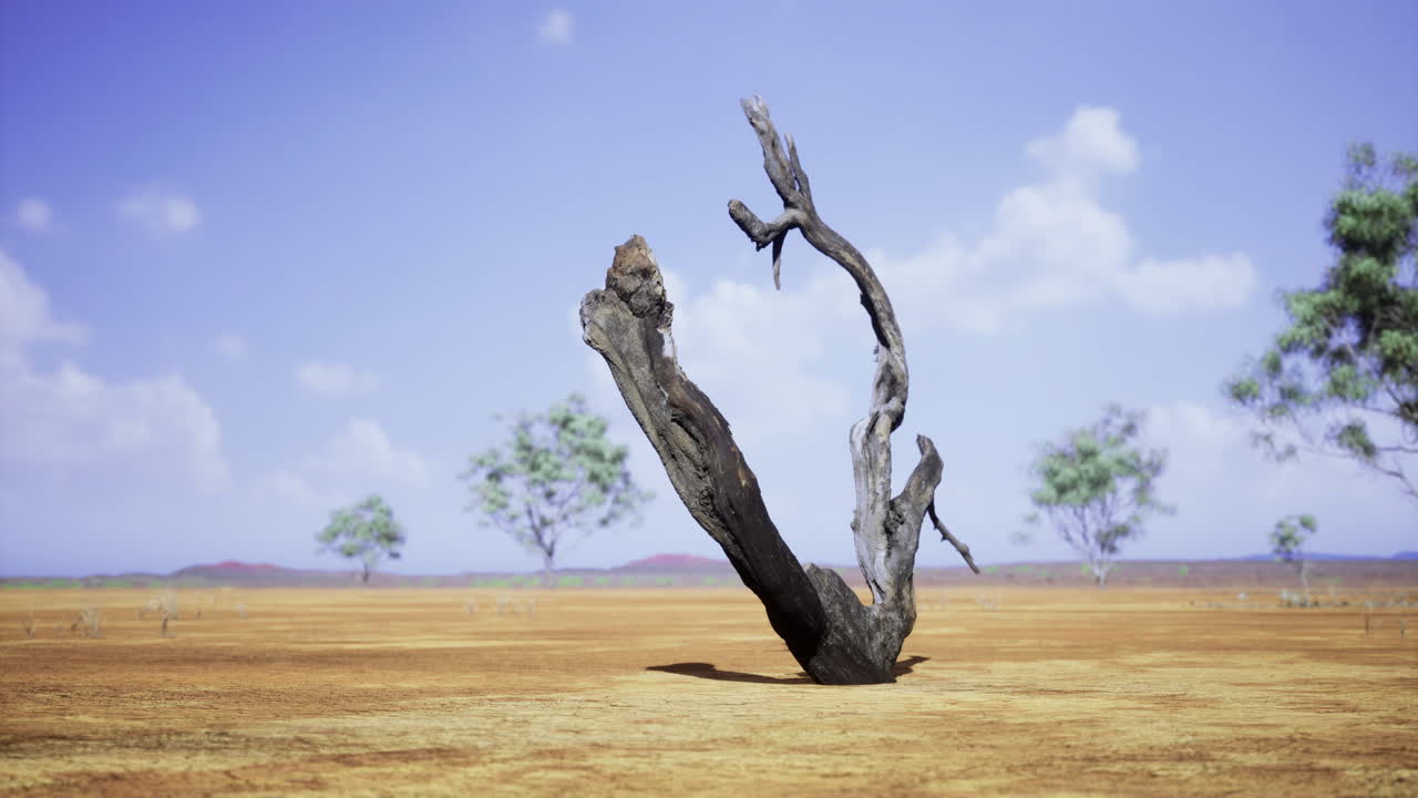 Stark beauty of a weathered tree in a vast arid landscape during midday